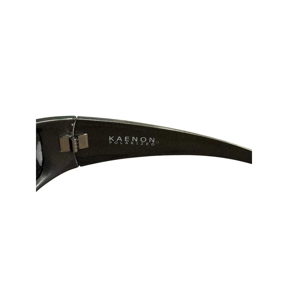 Kaenon NEW Men's Silver Polarized Full Rim Rhino Wrap Black Lenses Sunglasses
